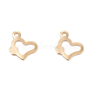 201 Stainless Steel Charms, Hollow, Heart, Real 18k Gold Plated, 9x11.5x0.8mm, Hole: 1.4mm(STAS-B001-26G)