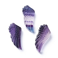 Carved Natural Fluorite Pendants, Wing, 31x14x5~7.5mm, Hole: 0.9mm(G-J387-29)