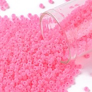 TOHO Round Seed Beads, Japanese Seed Beads, Frosted, (910F) Hot Pink Ceylon Pearl Matte, 11/0, 2.2mm, Hole: 0.8mm, about 5555pcs/50g(SEED-XTR11-0910F)