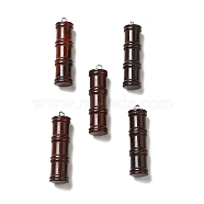 Natural Brecciated Jasper Pendants, Bamboo Stick Charms, with Stainless Steel Color Tone 304 Stainless Steel Loops, 45x12.5mm, Hole: 2mm(G-I340-A14)