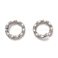304 Stainless Steel Twisted Jump Rings, Open Jump Rings, Stainless Steel Color, 8x1.5mm, Inner Diameter: 5.5mm(STAS-H129-02P)