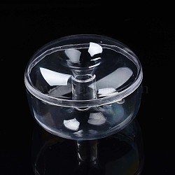 Flat Round Polystyrene Bead Storage Container, for Jewelry Beads Small Accessories, Clear, 4.5x7cm, Hole: 10mm, Inner Diameter: 6.5cm, hole: 1cm(CON-S043-053)