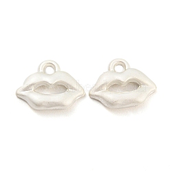 Alloy Charms, Lip, Matte Silver Color, 9.5x12x3mm, Hole: 1.6mm(FIND-G062-12MS)