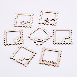 Laser Cut Wood Shapes, Unfinished Wooden Embellishments, Wooden Linking Rings, Rhombus, Blanched Almond, 77x77x3mm(WOOD-F005-02)