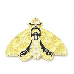 Alloy Enamel Pendants, Golden, Butterfly with Flower Charm, Yellow, 21x28x1.5mm, Hole: 1.6mm(ENAM-R146-01A)