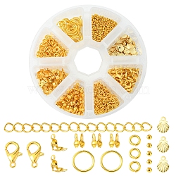 DIY Jewelry Making Finding Kit, Including Iron Bead Tips & Chain Extender, Zinc Alloy Lobster Claw Clasps, 304 Stainless Steel Pendants, Brass Jump Rings, Golden(DIY-FS0004-20)