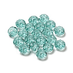 Faceted Transparent Glass Beads, AB Color, Abacus, Dark Turquoise, 6x4mm, Hole: 0.7~1mm(GLAA-D003-01B-02)