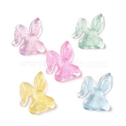 Transparent Acrylic Cabochons,  with Glitter Powder, Rabbit, Mixed Color, 26x22x6mm(OACR-C010-12)