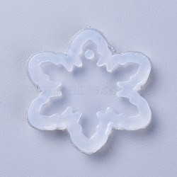 Christmas Pendant Silicone Molds, Resin Casting Molds, For UV Resin, Epoxy Resin Jewelry Making, Snowflake, White, 62.5x59x8mm, Hole: 3.5mm, Inner Diameter: 48x48mm(X-DIY-L026-087B)