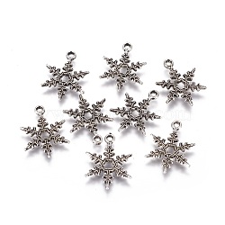 CCB Plastic Pendants, Snowflake, Antique Silver, 23x17.5x2mm, Hole: 2mm(CCB-K004-01AS)