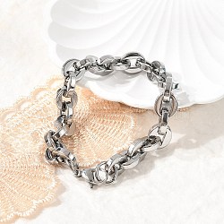 304 Stainless Steel Oval Link Chain Bracelets for Women Men, Stainless Steel Color, 8-5/8 inch(22cm)(BJEW-F488-62P)