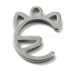 304 Stainless Steel Charms, Stainless Steel Color, Laser Cut, Cat Shape, 10.5x8.5x1mm, Hole: 1.2mm.(STAS-K272-01C-P)