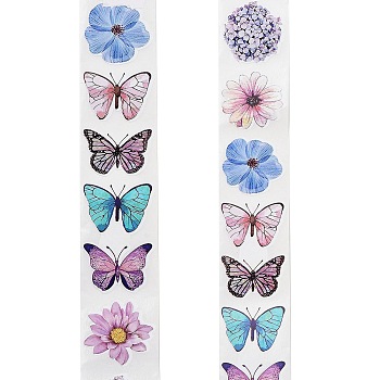 Self-Adhesive Paper Gift Tag Stickers, for Party, Decorative Presents, Butterfly and Flower, Colorful, 28mm