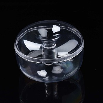 Flat Round Polystyrene Bead Storage Container, for Jewelry Beads Small Accessories, Clear, 4.5x7cm, Hole: 10mm, Inner Diameter: 6.5cm, hole: 1cm