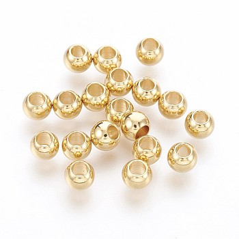 201 Stainless Steel Beads, Rondelle, Golden, 4x5mm, Hole: 2.5mm