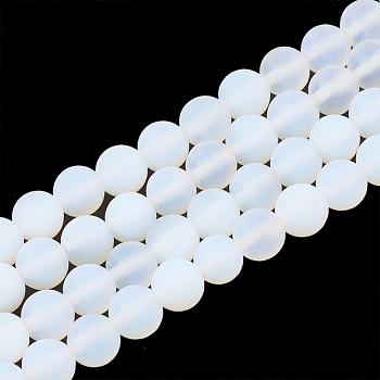 Opalite Beads Strands, Frosted, Round, 10~10.5mm, Hole: 1.2mm, about 36pcs/strand, 15.5 inch