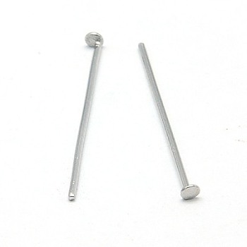 304 Stainless Steel Flat Head Pins, Stainless Steel Color, 16x0.6mm, 22 Gauge, about 5000pcs/bag, Head: 1.5mm