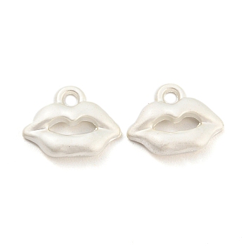 Alloy Charms, Lip, Matte Silver Color, 9.5x12x3mm, Hole: 1.6mm