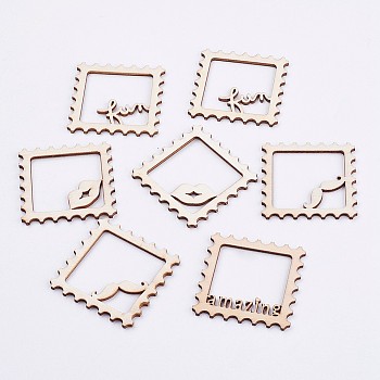 Laser Cut Wood Shapes, Unfinished Wooden Embellishments, Wooden Linking Rings, Rhombus, Blanched Almond, 77x77x3mm