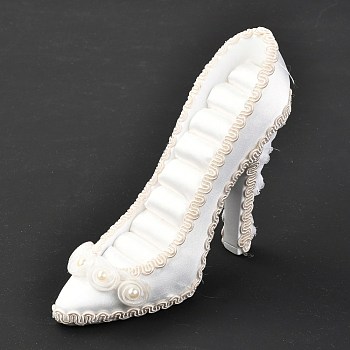 Flannelette & Resin High-Heeled Shoes Jewelry Displays Stand, Earring Necklace Ring Jewelry Holder Stand Display, White, 15x4.2x12.5cm