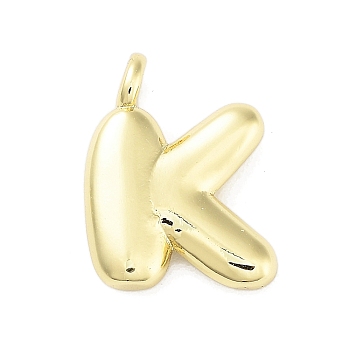 Rack Plating Brass Pendants, Cadmium Free & Lead Free, Long-Lasting Plated, Real 18K Gold Plated, Letter, Letter K, 16.5x12.5x4.5mm, hole: 2.5mm