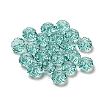 Imitation Austrian Crystal, Faceted Transparent Glass Beads, AB Color, Rondelle, Dark Turquoise, 6x4mm, Hole: 0.7~1mm