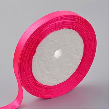 Single Face Satin Ribbon, Polyester Ribbon, Magenta, 25yards/roll(22.86m/roll), 10rolls/group, 250yards/group(228.6m/group)