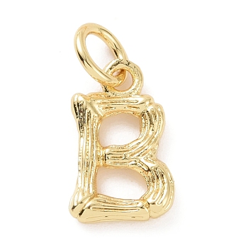 Brass Pendants, with Jump Ring, Golden, Letter Charm, Letter B, 12x7x2mm, Hole: 3mm