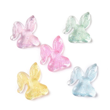 Transparent Acrylic Cabochons,  with Glitter Powder, Rabbit, Mixed Color, 26x22x6mm
