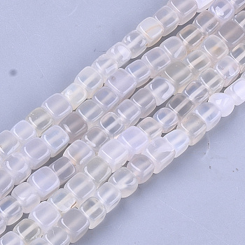 Natural Agate Beads Strands, Dyed, Cube, WhiteSmoke, 7~8x7~8x7~8mm, Hole: 1mm, about 50pcs/strand, 14.1 inch
