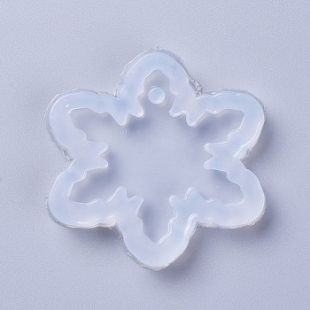 Christmas Pendant Silicone Molds, Resin Casting Molds, For UV Resin, Epoxy Resin Jewelry Making, Snowflake, White, 62.5x59x8mm, Hole: 3.5mm, Inner Diameter: 48x48mm