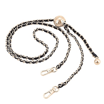 PU Leather Bag Strap Chains, with Alloy Clasps, for Bag Replacement Accessories, Black, 27~122x0.7x0.4cm