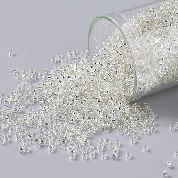 TOHO Round Seed Beads, Japanese Seed Beads, (21) Silver-Lined Transparent Crystal Clear, 15/0, 1.5mm, Hole: 0.7mm, about 3000pcs/bottle, 10g/bottle