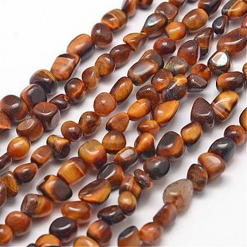 Natural Tiger Eye Beads Strands, Nuggets, 3~5x3~5x3~8mm, Hole: 1mm, about 85~90pcs/strand, 15.7 inch(40cm)