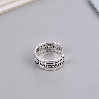 Adjustable Brass Cuff Finger Rings, Smiling Face, Antique Silver, US Size 5 1/2(16.1mm)