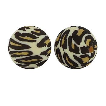 Silicone Beads Loose Silicone Beads Kit Leopard Print Silicone Beads for Keychain Making Bracelet Necklace, Light Goldenrod Yellow, 15mm, Hole: 2mm