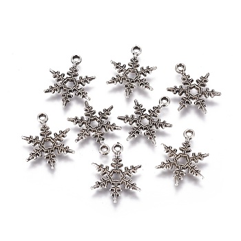 CCB Plastic Pendants, Snowflake, Antique Silver, 23x17.5x2mm, Hole: 2mm