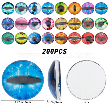 SUNNYCLUE 200Pcs Half Round/Dome Dragon Eye Printed Glass Cabochons(GGLA-SC0001-55)-2