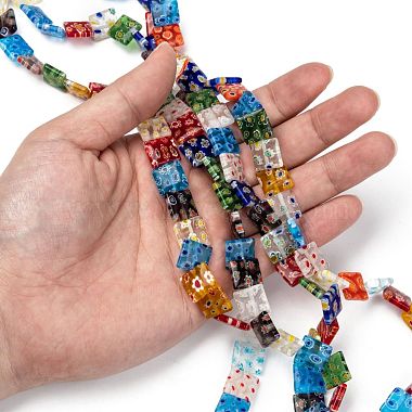 Square Handmade Millefiori Glass Beads Strands(LK-R004-13)-4