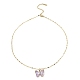 Butterfly Light Gold Brass Micro Pave Cubic Zirconia Pendant Necklaces(NJEW-E105-05KCG-04)-2