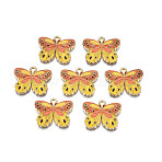 Alloy Enamel Pendants, Cadmium Free & Nickel Free & Lead Free, Light Gold, Butterfly, Gold, 18x22x2.5mm, Hole: 1.6mm(ENAM-N055-105A)