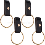 4Pcs PU Leather Towel Holder, with Iron Key Rings and Snaps, Black, 145mm(HJEW-CN0001-34A)