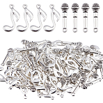 100Pcs 2 Styles Tibetan Style Zinc Alloy Pendants, Antique Silver, 23~24x7~13x2~5mm, Hole: 1.6~1.8mm, 50pcs/style(TIBEP-DC0001-48)