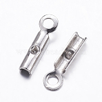 Tarnish Resistant 304 Stainless Steel Folding Crimp Ends, Fold Over Crimp Cord Ends, Stainless Steel Color, 9x2x1.5mm, Hole: 1mm(X-STAS-K146-007-2mm)