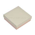 Paper Jewelry Display Boxes, Jewelry Set Cases for Rings Earrings Necklaces Bracelets Storage, with Sponge Inside, Square, Antique White, 9.2x9.2x2.95cm(CON-K015-02D-02)
