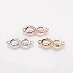 Brass Cubic Zirconia Links, Cadmium Free & Lead Free, Infinity, Clear, Mixed Color, 5x17.5x2mm, Hole: 1mm(KK-P134-57)