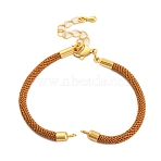 Nylon Cords Bracelet Makings Fit for Connector Charms, with Brass Findings and 304 Stainless Steel Lobster Claw Clasps, Long-Lasting Plated, Dark Goldenrod, 6-1/2~6-3/4 inch(16.5~17cm), Hole: 1.8mm(AJEW-P116-02G-31)