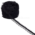 Polyester Ribbons, Clothing Ornament, Black, 1/2~5/8 inch(13~14.5mm), about 20.00 Yards(18.29m)/pc(SRIB-WH0011-330B)