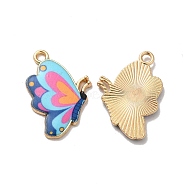 Alloy Enamel Pendants, Golden, Butterfly Charm, Colorful, 24.5x16.5x2mm, Hole: 1.6mm(ENAM-D043-03G-02)