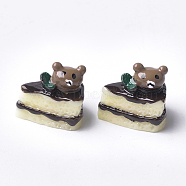 Resin Cabochons, Cake with Bear, Coconut Brown, 16~17x17~18x13mm(CRES-Q206-07B)